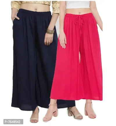 TAG 7 Women Mid-Rise Wide Leg Ethnic Flared Palazzos - Absolutely Desi